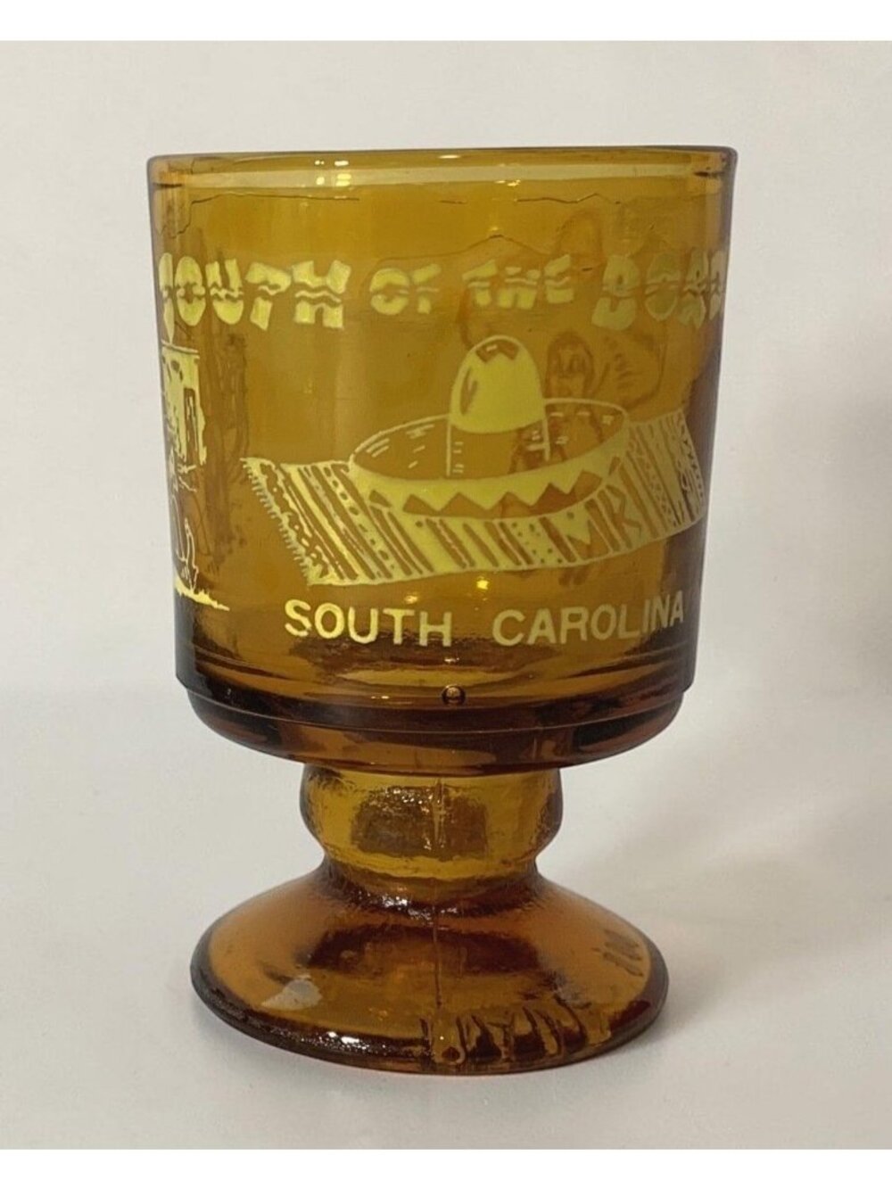 South of the Border Shot Glass South Carolina Mexican Themed Vintage Barware
